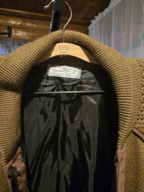 Brown Ribbed-Collar Medium weight Sweater Jacket